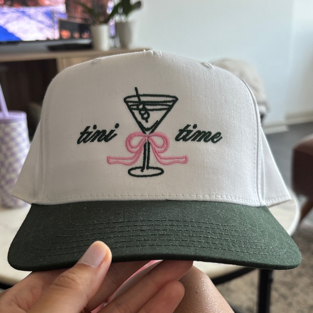 Martini Embroidered Trucker Hat - White & Forest Green